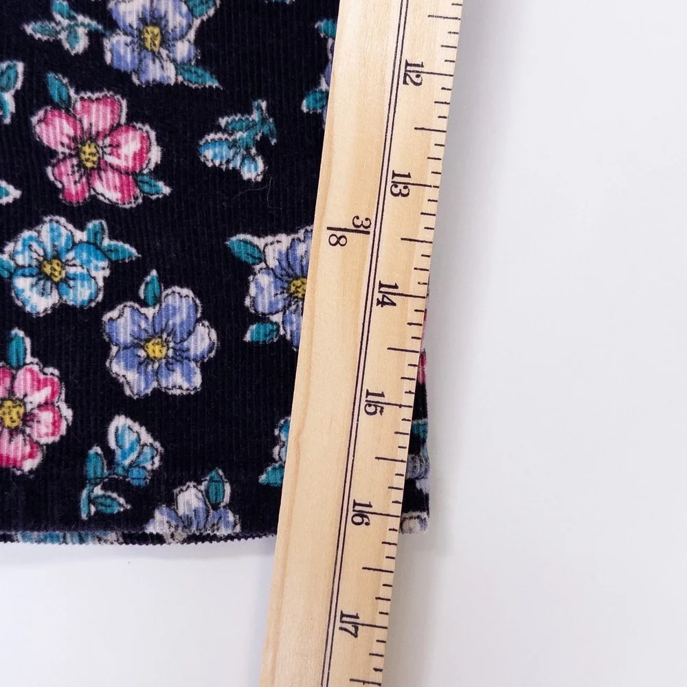 Vintage 90s OshKosh B'gosh‎ Corduroy Pants Kids 5 Navy Blue Floral Made in USA